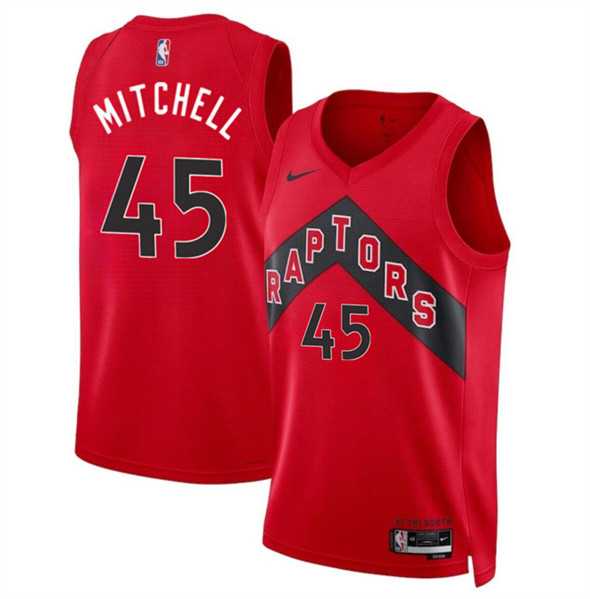 Mens Toronto Raptors #45 Davion Mitchell Red Icon Edition Stitched Basketball Jersey Dzhi